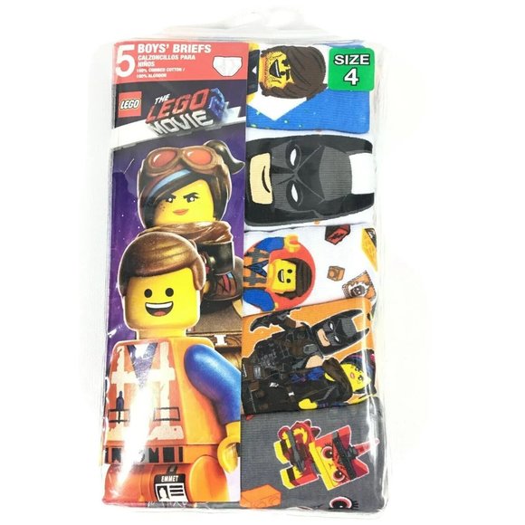 Lego The Lego Movie 2 Boys Briefs Size 4 Assorted 5 Pack - Picture 1 of 2
